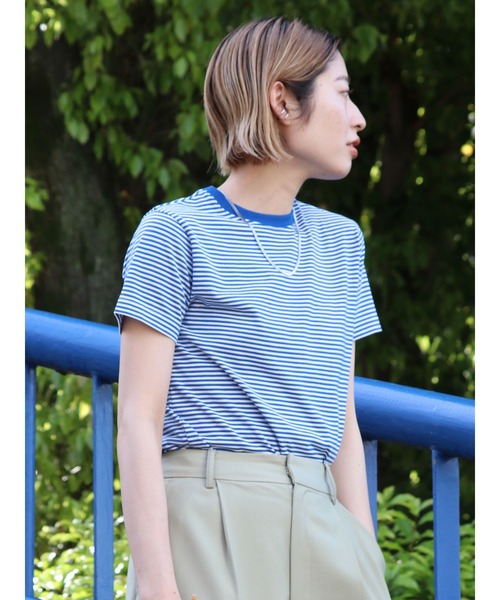 Ungrid（アングリッド）の「【WEB限定】コンパクトボーダーTee（Tシャツ/カットソー・レディース・ブラウン/レッド/ピンク/イエロー/ブルー/グリーン・FREE）」の4枚目の写真