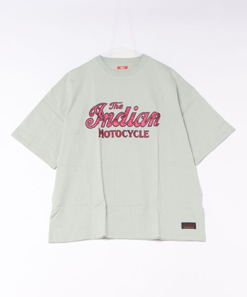 Mag.（マグ）の「【Bl】【INDIAN】サテンロゴ　オーバーサイズTシャツ（Tシャツ/カットソー・メンズ・ホワイト/ミント・MEDIUM/LARGE）」の2枚目の写真