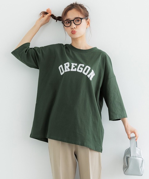 coca(coca)(コカ)の「ビッグシルエットプリントTee(Tシャツ/カットソー・レディース・ホワイト/ライトグレー/グリーン・ONE SIZE)」の3枚目の写真
