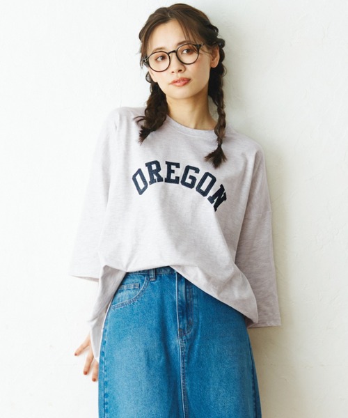 coca(coca)(コカ)の「ビッグシルエットプリントTee(Tシャツ/カットソー・レディース・ホワイト/ライトグレー/グリーン・ONE SIZE)」の2枚目の写真
