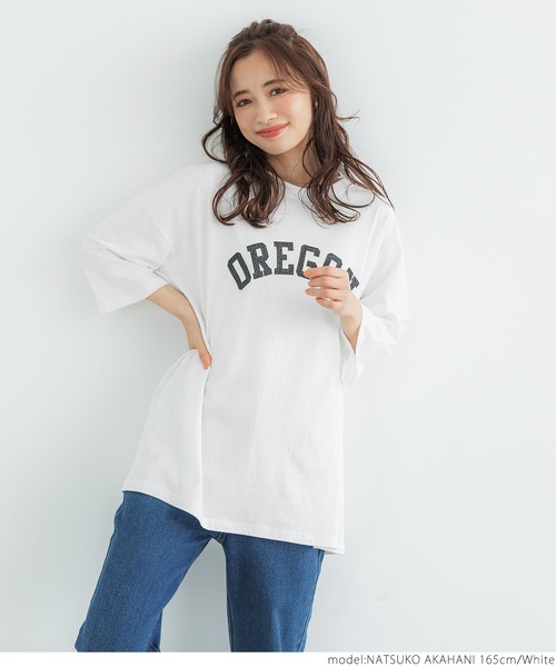 coca(coca)(コカ)の「ビッグシルエットプリントTee(Tシャツ/カットソー・レディース・ホワイト/ライトグレー/グリーン・ONE SIZE)」の4枚目の写真