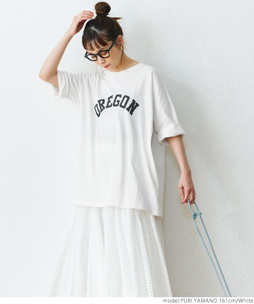 coca(coca)(コカ)の「ビッグシルエットプリントTee(Tシャツ/カットソー・レディース・ホワイト/ライトグレー/グリーン・ONE SIZE)」の7枚目の写真