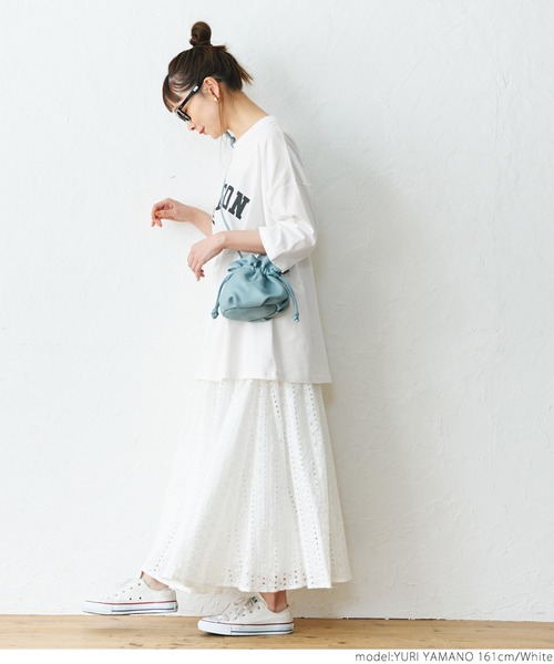 coca(coca)(コカ)の「ビッグシルエットプリントTee(Tシャツ/カットソー・レディース・ホワイト/ライトグレー/グリーン・ONE SIZE)」の9枚目の写真
