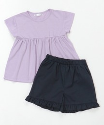 【キッズ】フレアTシャツ/フリルパンツセットアップ(120~160cm)