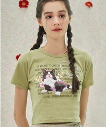 A'GEM/9 × .kom『 FANCY CLUB/ファンシークラブ』MINOU CROP TEE/クロップド 半袖カットソー