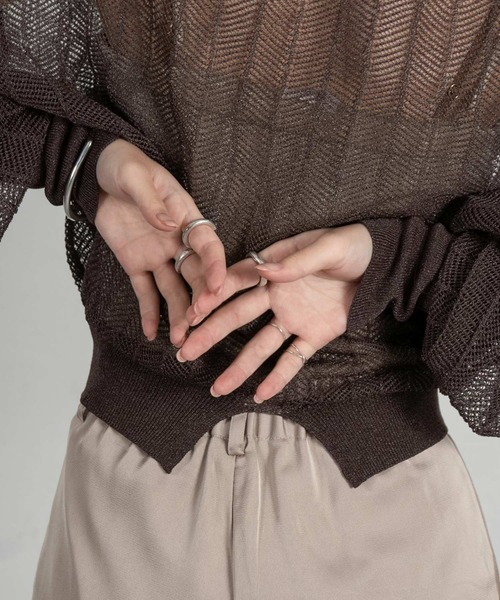 Amiur（エミレ）の「stripe knit pullover（Tシャツ/カットソー・レディース・グリーン/アイボリー/ブラウン・FREE）」の17枚目の写真