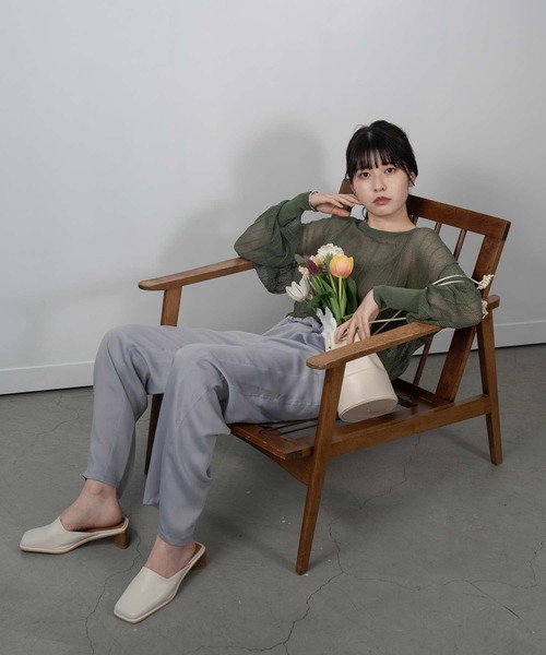 Amiur（エミレ）の「stripe knit pullover（Tシャツ/カットソー・レディース・グリーン/アイボリー/ブラウン・FREE）」の8枚目の写真