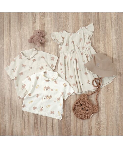apres les cours（アプレレクール）の「tiny bear 総柄シャツ（シャツ/ブラウス・キッズ・ベージュ/アイボリー・90/100/110/120/80）」の4枚目の写真