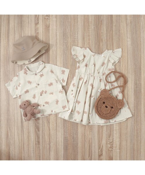 apres les cours（アプレレクール）の「tiny bear 総柄シャツ（シャツ/ブラウス・キッズ・ベージュ/アイボリー・90/100/110/120/80）」の5枚目の写真