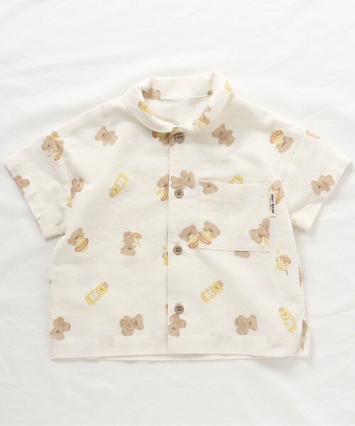 apres les cours（アプレレクール）の「tiny bear 総柄シャツ（シャツ/ブラウス・キッズ・ベージュ/アイボリー・90/100/110/120/80）」の6枚目の写真