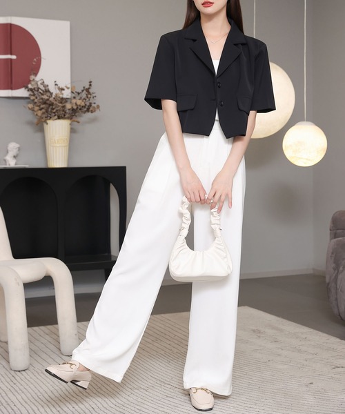 MAISON DE THERESE（メゾン ド テレーズ）の「半袖ジャケット（テーラードジャケット・レディース・ブラック/グリーン・M）」の12枚目の写真