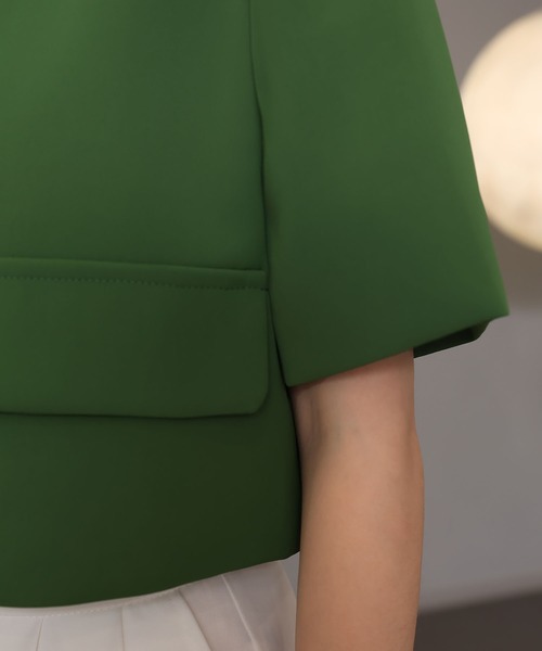 MAISON DE THERESE（メゾン ド テレーズ）の「半袖ジャケット（テーラードジャケット・レディース・ブラック/グリーン・M）」の21枚目の写真