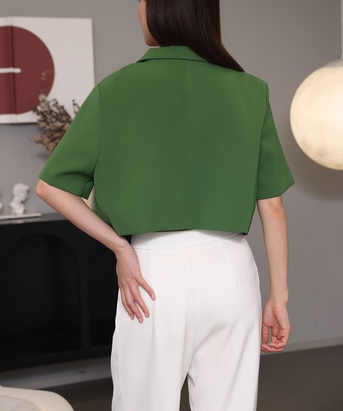 MAISON DE THERESE（メゾン ド テレーズ）の「半袖ジャケット（テーラードジャケット・レディース・ブラック/グリーン・M）」の18枚目の写真