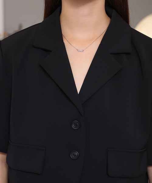 MAISON DE THERESE（メゾン ド テレーズ）の「半袖ジャケット（テーラードジャケット・レディース・ブラック/グリーン・M）」の15枚目の写真