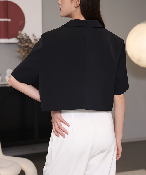 MAISON DE THERESE（メゾン ド テレーズ）の「半袖ジャケット（テーラードジャケット・レディース・ブラック/グリーン・M）」の14枚目の写真