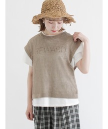 Samansa Mos2 | メッシュ編み後ろリボンニットベスト(ベスト)