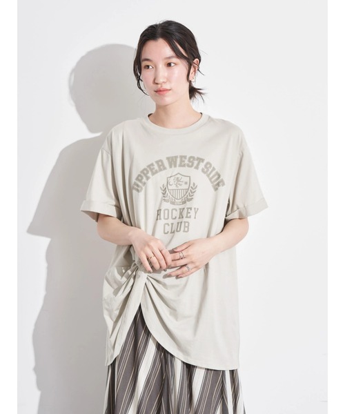 earth music&ecology（アースミュージックアンドエコロジー）の「ツイストカレッジチュニック（Tシャツ/カットソー・レディース・ライトグリーン/ネイビー/オフホワイト・FREE）」の16枚目の写真