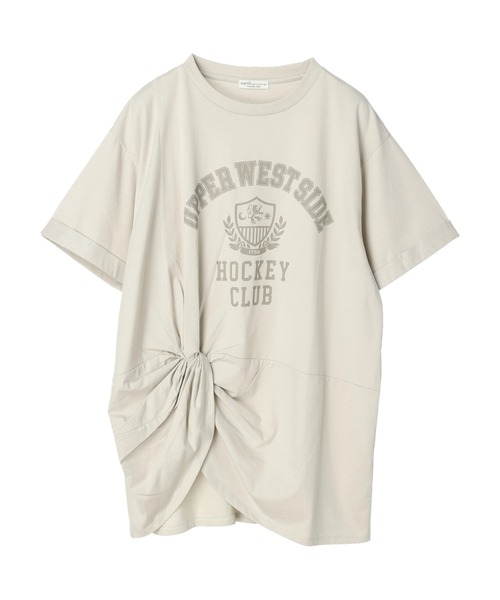 earth music&ecology（アースミュージックアンドエコロジー）の「ツイストカレッジチュニック（Tシャツ/カットソー・レディース・ライトグリーン/ネイビー/オフホワイト・FREE）」の6枚目の写真