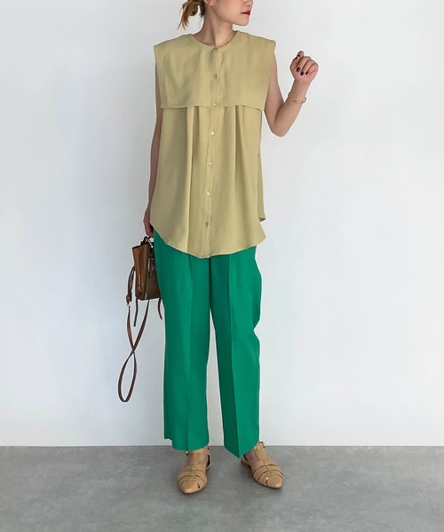 PICCIN（ピッチン）の「リネン混ストレートパンツ（その他パンツ・レディース・ブラック/ピンク/グリーン・M/L）」の9枚目の写真