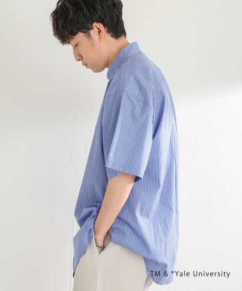 SENSE OF PLACE by URBAN RESEARCH（センスオブプレイスバイアーバンリサーチ）の「『別注』YALE×SENSE OF PLACE　シシュウストライプシャツ（シャツ/ブラウス・メンズ・ネイビー・MEDIUM/LARGE）」の3枚目の写真