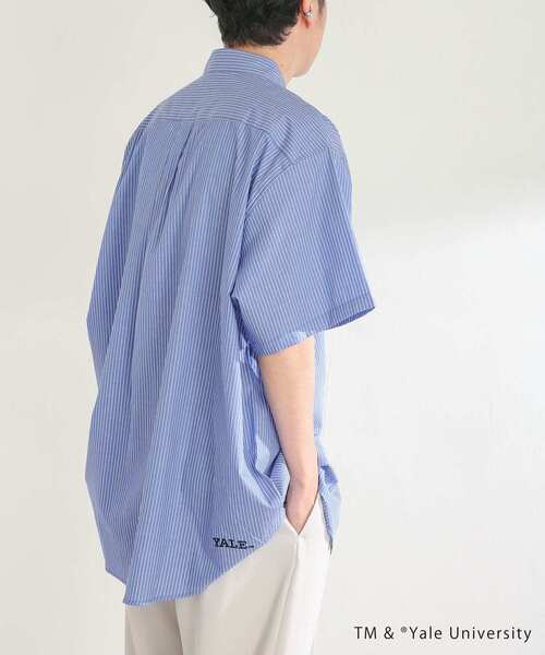 SENSE OF PLACE by URBAN RESEARCH（センスオブプレイスバイアーバンリサーチ）の「『別注』YALE×SENSE OF PLACE　シシュウストライプシャツ（シャツ/ブラウス・メンズ・ネイビー・MEDIUM/LARGE）」の19枚目の写真
