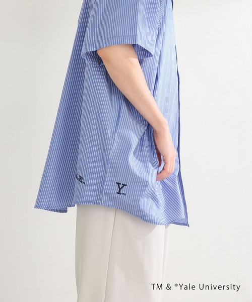 SENSE OF PLACE by URBAN RESEARCH（センスオブプレイスバイアーバンリサーチ）の「『別注』YALE×SENSE OF PLACE　シシュウストライプシャツ（シャツ/ブラウス・メンズ・ネイビー・MEDIUM/LARGE）」の18枚目の写真