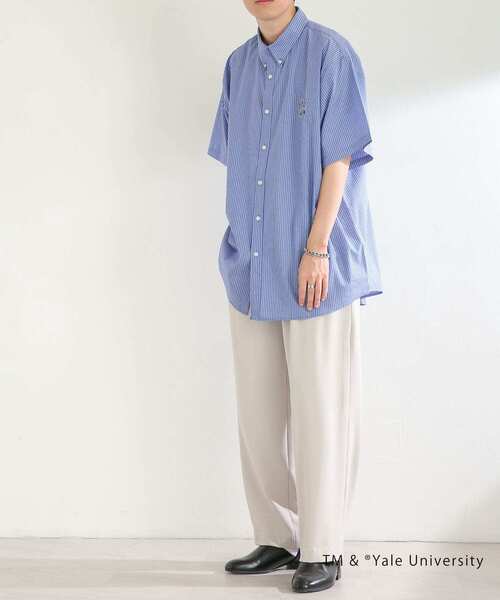 SENSE OF PLACE by URBAN RESEARCH（センスオブプレイスバイアーバンリサーチ）の「『別注』YALE×SENSE OF PLACE　シシュウストライプシャツ（シャツ/ブラウス・メンズ・ネイビー・MEDIUM/LARGE）」の17枚目の写真