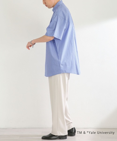 SENSE OF PLACE by URBAN RESEARCH（センスオブプレイスバイアーバンリサーチ）の「『別注』YALE×SENSE OF PLACE　シシュウストライプシャツ（シャツ/ブラウス・メンズ・ネイビー・MEDIUM/LARGE）」の16枚目の写真