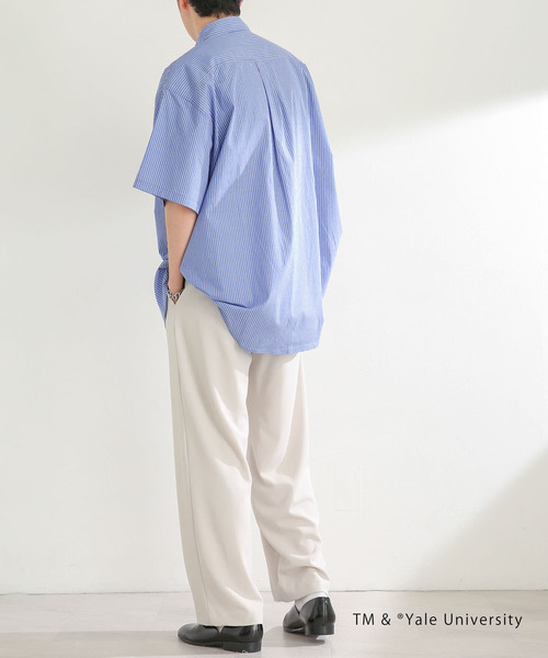 SENSE OF PLACE by URBAN RESEARCH（センスオブプレイスバイアーバンリサーチ）の「『別注』YALE×SENSE OF PLACE　シシュウストライプシャツ（シャツ/ブラウス・メンズ・ネイビー・MEDIUM/LARGE）」の15枚目の写真