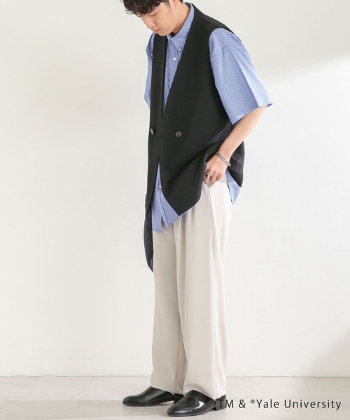 SENSE OF PLACE by URBAN RESEARCH（センスオブプレイスバイアーバンリサーチ）の「『別注』YALE×SENSE OF PLACE　シシュウストライプシャツ（シャツ/ブラウス・メンズ・ネイビー・MEDIUM/LARGE）」の14枚目の写真