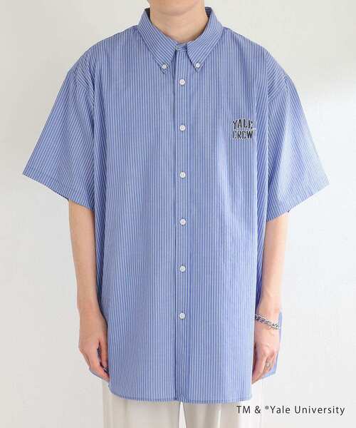 SENSE OF PLACE by URBAN RESEARCH（センスオブプレイスバイアーバンリサーチ）の「『別注』YALE×SENSE OF PLACE　シシュウストライプシャツ（シャツ/ブラウス・メンズ・ネイビー・MEDIUM/LARGE）」の13枚目の写真