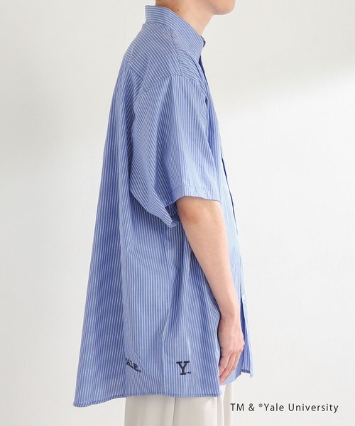 SENSE OF PLACE by URBAN RESEARCH（センスオブプレイスバイアーバンリサーチ）の「『別注』YALE×SENSE OF PLACE　シシュウストライプシャツ（シャツ/ブラウス・メンズ・ネイビー・MEDIUM/LARGE）」の12枚目の写真
