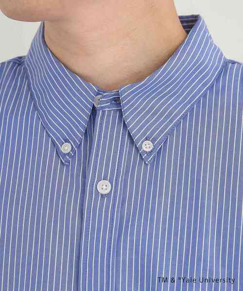 SENSE OF PLACE by URBAN RESEARCH（センスオブプレイスバイアーバンリサーチ）の「『別注』YALE×SENSE OF PLACE　シシュウストライプシャツ（シャツ/ブラウス・メンズ・ネイビー・MEDIUM/LARGE）」の10枚目の写真