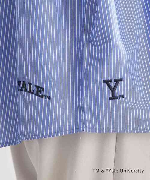 SENSE OF PLACE by URBAN RESEARCH（センスオブプレイスバイアーバンリサーチ）の「『別注』YALE×SENSE OF PLACE　シシュウストライプシャツ（シャツ/ブラウス・メンズ・ネイビー・MEDIUM/LARGE）」の8枚目の写真