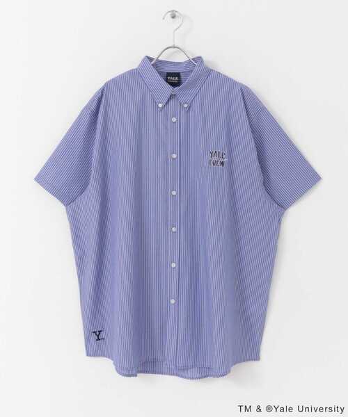 SENSE OF PLACE by URBAN RESEARCH（センスオブプレイスバイアーバンリサーチ）の「『別注』YALE×SENSE OF PLACE　シシュウストライプシャツ（シャツ/ブラウス・メンズ・ネイビー・MEDIUM/LARGE）」の7枚目の写真