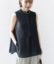 〈手洗い可能〉強撚ボイルノースリーブシャツ