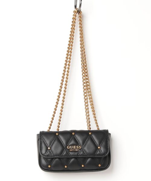 Guess(ゲス)の「GUESS/ゲス スタッズキルトミニショルダーTRIANA Micro Mini(ショルダーバッグ・レディース・ベージュ/ブラック・FREE)」の8枚目の写真