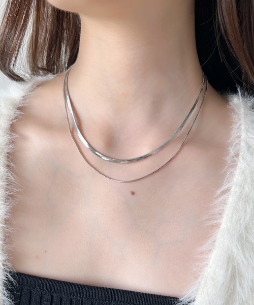 iso（イソ）の「2連スネークチェーンネックレス/セパレート（ネックレス・レディース・ゴールド/シルバー/ピンク・FREE）」の14枚目の写真