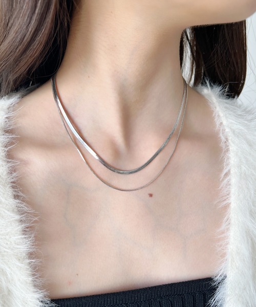 iso（イソ）の「2連スネークチェーンネックレス/セパレート（ネックレス・レディース・ゴールド/シルバー/ピンク・FREE）」の15枚目の写真
