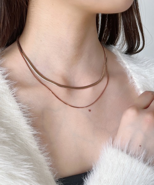 iso（イソ）の「2連スネークチェーンネックレス/セパレート（ネックレス・レディース・ゴールド/シルバー/ピンク・FREE）」の9枚目の写真