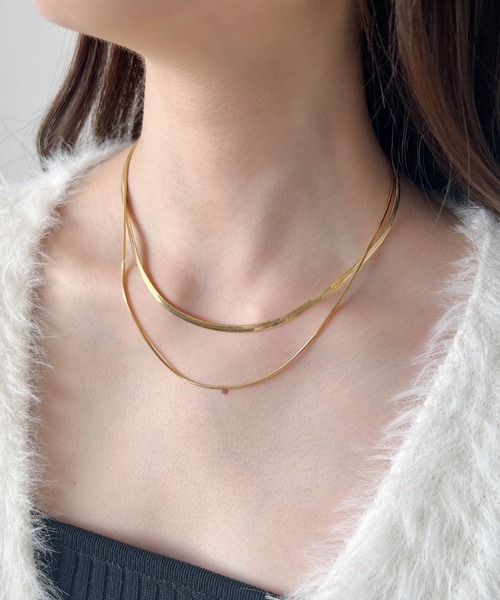 iso（イソ）の「2連スネークチェーンネックレス/セパレート（ネックレス・レディース・ゴールド/シルバー/ピンク・FREE）」の21枚目の写真