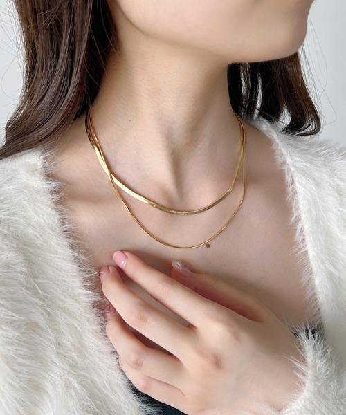 iso（イソ）の「2連スネークチェーンネックレス/セパレート（ネックレス・レディース・ゴールド/シルバー/ピンク・FREE）」の22枚目の写真