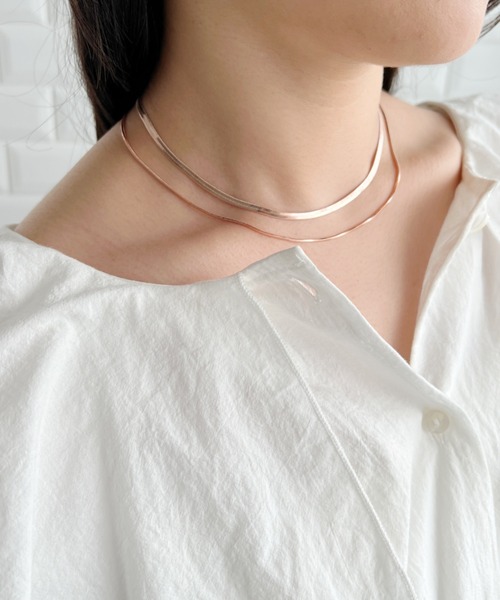 iso（イソ）の「2連スネークチェーンネックレス/セパレート（ネックレス・レディース・ゴールド/シルバー/ピンク・FREE）」の7枚目の写真