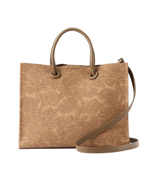 FREE'S MART（フリーズマート）の「エンボスペイズリーバッグ（ショルダーバッグ・レディース・ブラウン/ホワイト/ブラック/カーキ/オレンジ・ﾌﾘ-）」の3枚目の写真