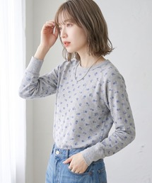 JEMORGAN ワッフルレトロ花柄ラグランロングスリーブＴ（パック入り）