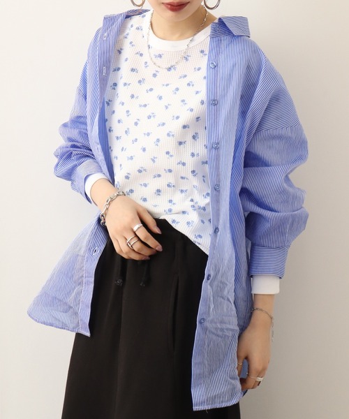 JEMORGAN（ジェーイーモーガン）の「JEMORGAN ワッフルレトロ花柄ラグランロングスリーブＴ（パック入り）（Tシャツ/カットソー・レディース・ホワイト/杢グレー・FREE）」の3枚目の写真