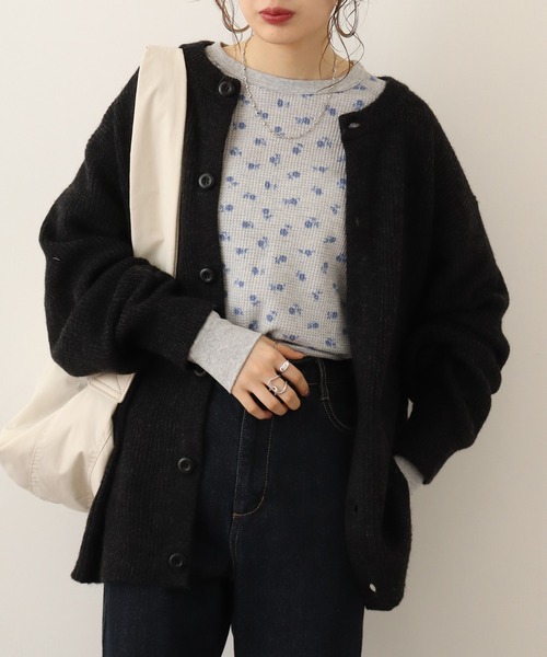 JEMORGAN（ジェーイーモーガン）の「JEMORGAN ワッフルレトロ花柄ラグランロングスリーブＴ（パック入り）（Tシャツ/カットソー・レディース・ホワイト/杢グレー・FREE）」の8枚目の写真