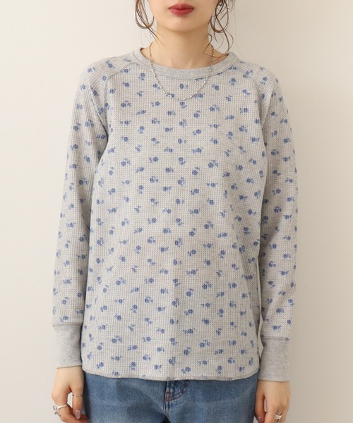 JEMORGAN（ジェーイーモーガン）の「JEMORGAN ワッフルレトロ花柄ラグランロングスリーブＴ（パック入り）（Tシャツ/カットソー・レディース・ホワイト/杢グレー・FREE）」の13枚目の写真