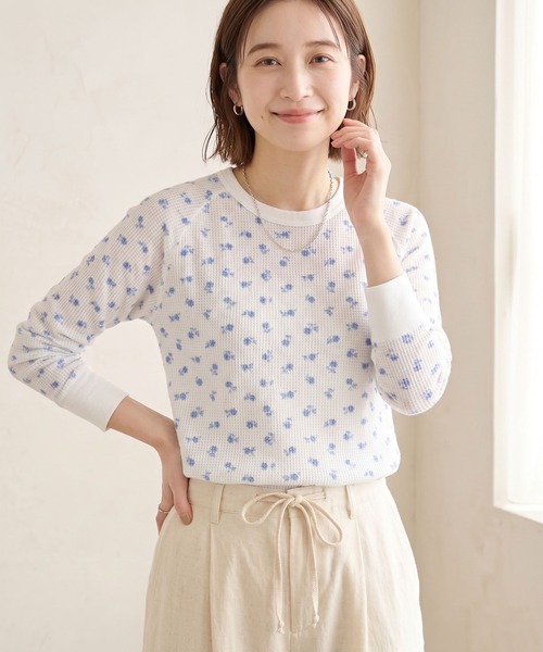 JEMORGAN(ジェーイーモーガン)の「JEMORGAN ワッフルレトロ花柄ラグランロングスリーブT(パック入り)(Tシャツ/カットソー・レディース・ホワイト/杢グレー/ナチュラル・FREE/F)」の18枚目の写真