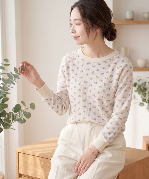 JEMORGAN(ジェーイーモーガン)の「JEMORGAN ワッフルレトロ花柄ラグランロングスリーブT(パック入り)(Tシャツ/カットソー・レディース・ホワイト/杢グレー/ナチュラル・FREE/F)」の16枚目の写真